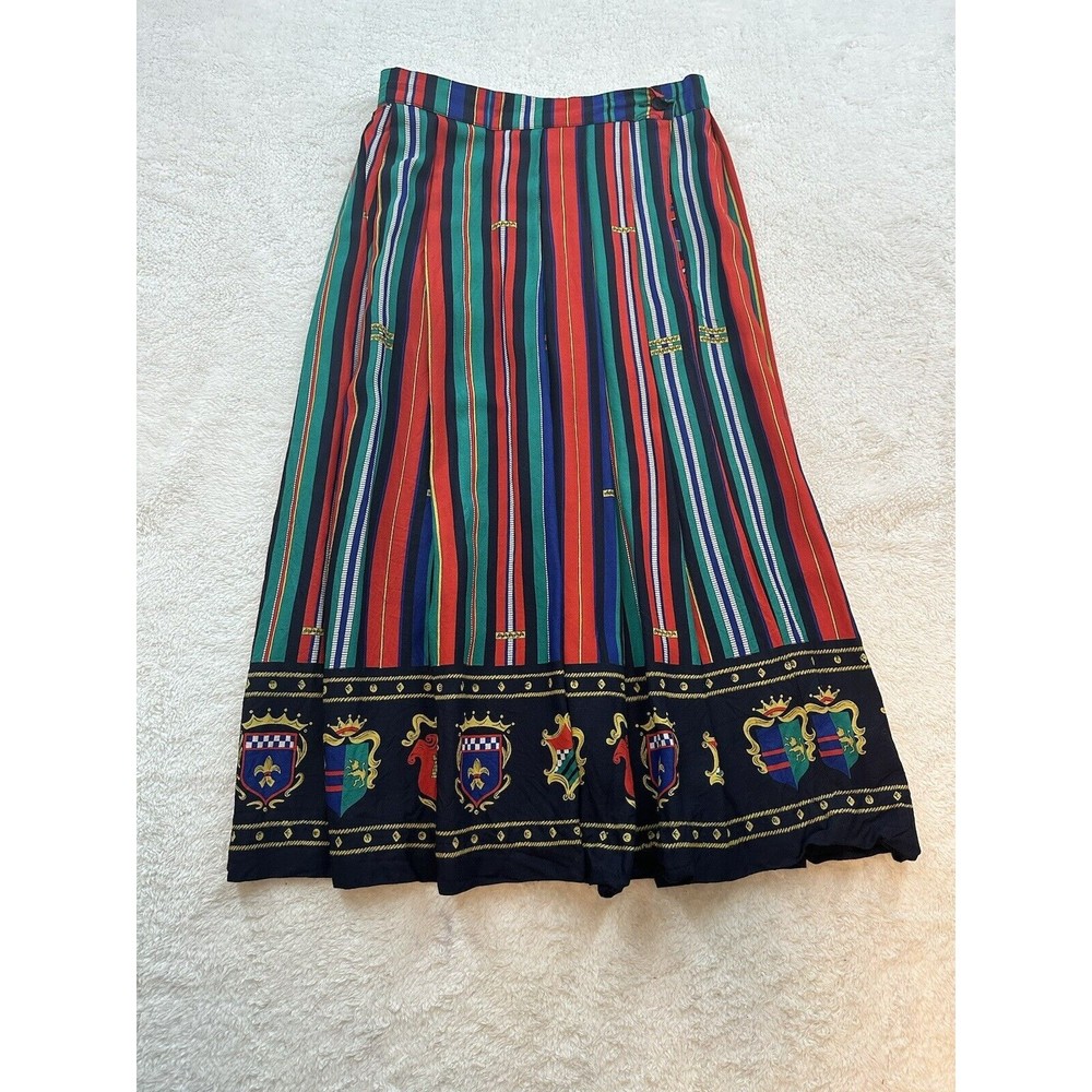 Chaus Petites Crest Tea Length Flair Skirt NOS Colorful 90s Abstract Shapes Sz 6